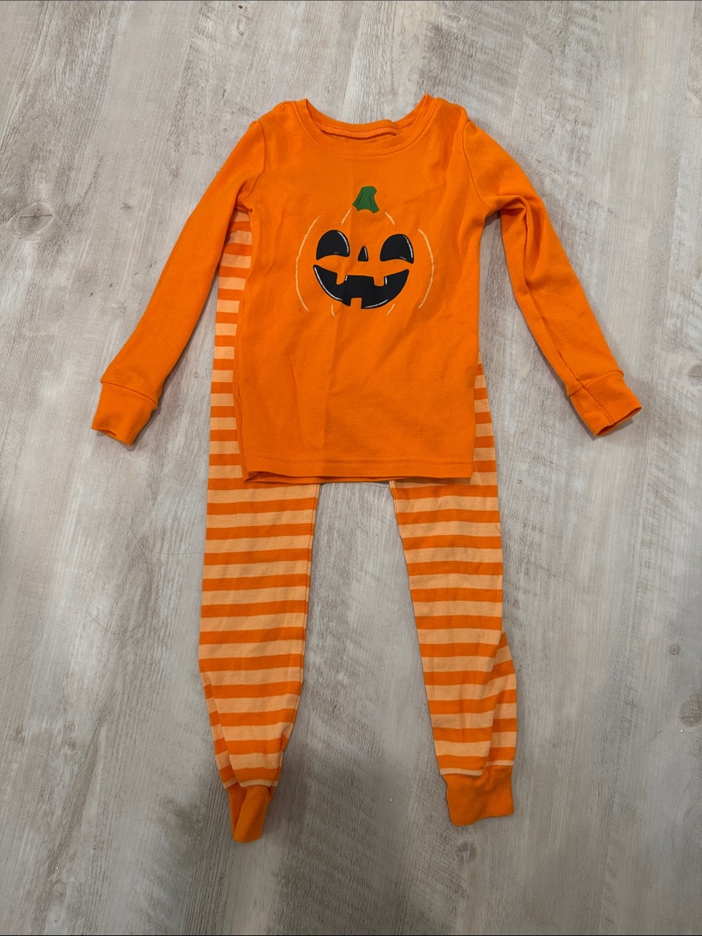Old Navy Orange Pumpkin Stripe Kids Pajama Set